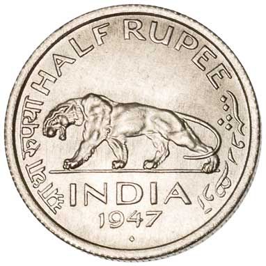 India-British ½-RUPEE (KM553)